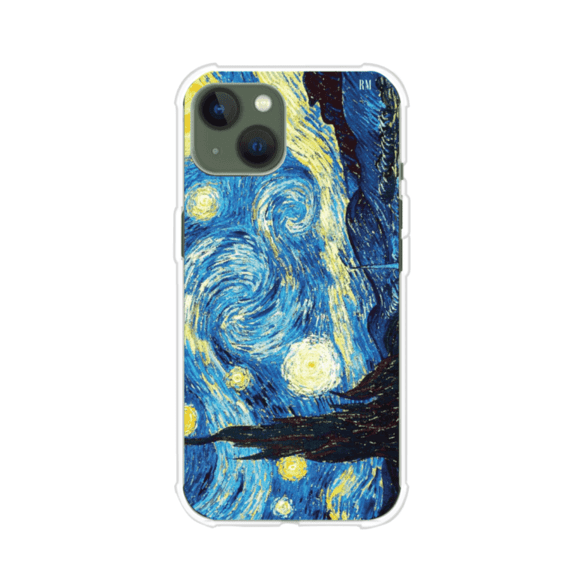 Funda para iPhone con diseño de La Noche Estrellada de Van Gogh. Ideal para amantes del arte clásico, con colores vibrantes en azul y amarillo que evocan una atmósfera mágica. Diseño exclusivo de Remark MX