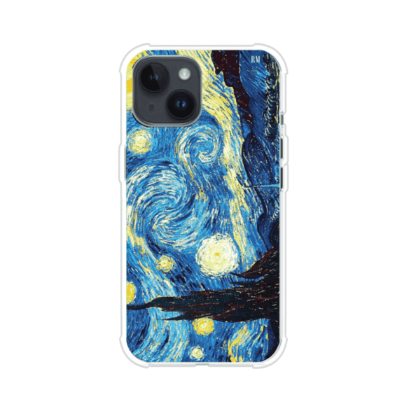 Funda para iPhone con diseño de La Noche Estrellada de Van Gogh. Ideal para amantes del arte clásico, con colores vibrantes en azul y amarillo que evocan una atmósfera mágica. Diseño exclusivo de Remark MX