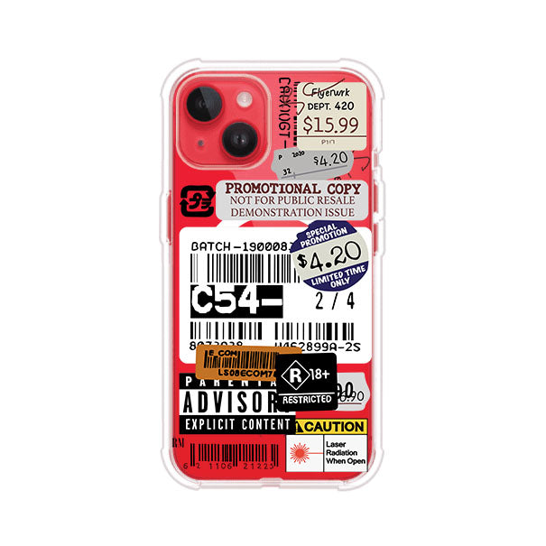Funda para iPhone con diseño urbano tipo collage de tickets, códigos de barras y etiquetas de advertencia. Ideal para quienes buscan un estilo alternativo y original. Diseño exclusivo de Remark MX