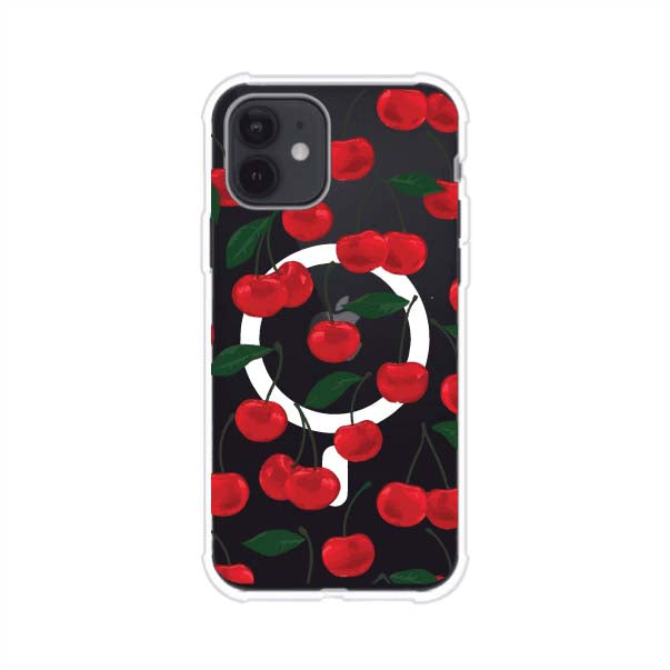 Funda personalizada para iPhone con diseño aesthetic de cerezas (cherries) rojas sobre fondo rosa, ideal para un estilo juvenil y divertido. Producto de Remark MX