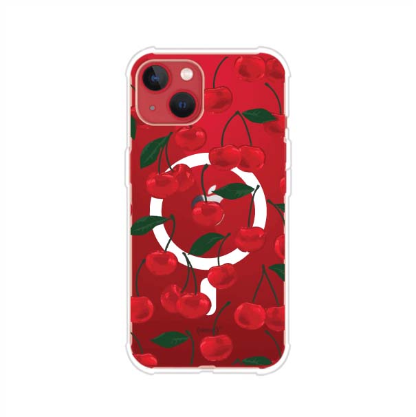 Funda personalizada para iPhone con diseño aesthetic de cerezas (cherries) rojas sobre fondo rosa, ideal para un estilo juvenil y divertido. Producto de Remark MX