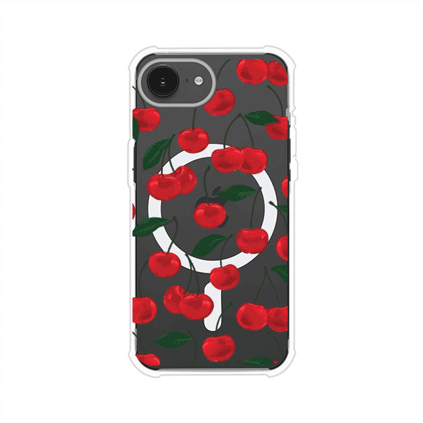 Funda personalizada para iPhone con diseño aesthetic de cerezas (cherries) rojas sobre fondo rosa, ideal para un estilo juvenil y divertido. Producto de Remark MX
