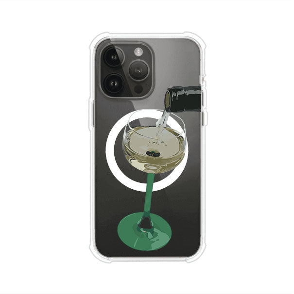 Funda personalizada para iPhone con ilustración de un dirty martini siendo servido en una copa. Diseño elegante y moderno para amantes de los cócteles. Producto de Remark MX