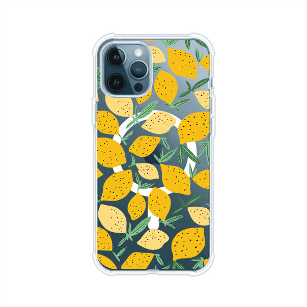 Funda personalizada para iPhone con diseño de limones amarillos estilo limoncello, inspirada en el verano mediterráneo. Producto de Remark MX