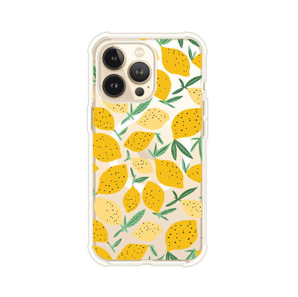 Funda personalizada para iPhone con diseño de limones amarillos estilo limoncello, inspirada en el verano mediterráneo. Producto de Remark MX
