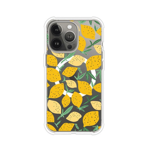 Funda personalizada para iPhone con diseño de limones amarillos estilo limoncello, inspirada en el verano mediterráneo. Producto de Remark MX