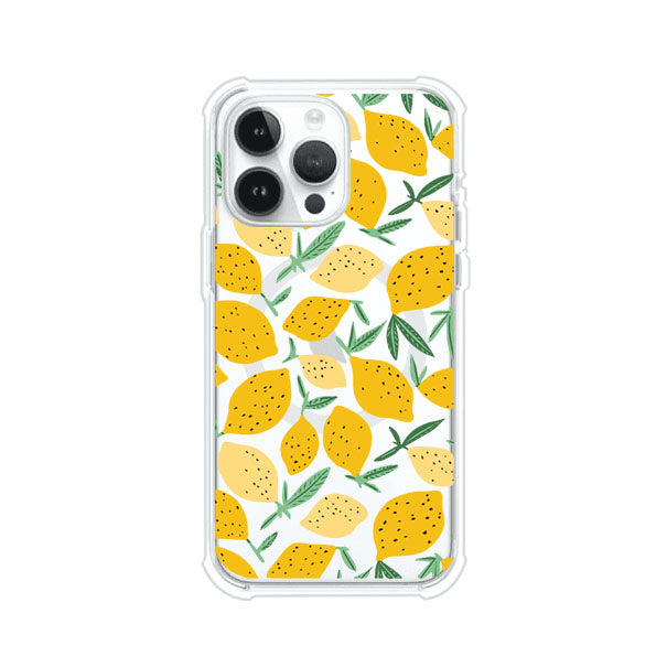 Funda personalizada para iPhone con diseño de limones amarillos estilo limoncello, inspirada en el verano mediterráneo. Producto de Remark MX