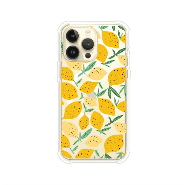 Funda personalizada para iPhone con diseño de limones amarillos estilo limoncello, inspirada en el verano mediterráneo. Producto de Remark MX