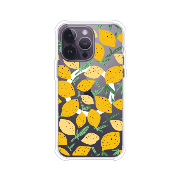 Funda personalizada para iPhone con diseño de limones amarillos estilo limoncello, inspirada en el verano mediterráneo. Producto de Remark MX