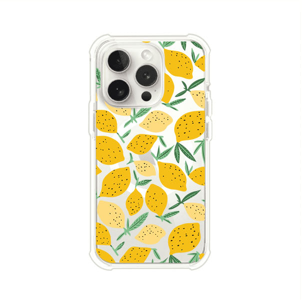 Funda personalizada para iPhone con diseño de limones amarillos estilo limoncello, inspirada en el verano mediterráneo. Producto de Remark MX