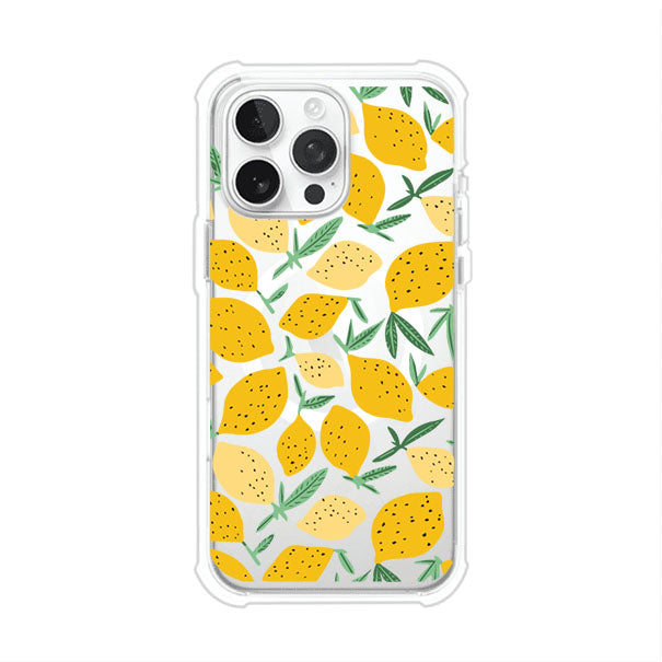Funda personalizada para iPhone con diseño de limones amarillos estilo limoncello, inspirada en el verano mediterráneo. Producto de Remark MX