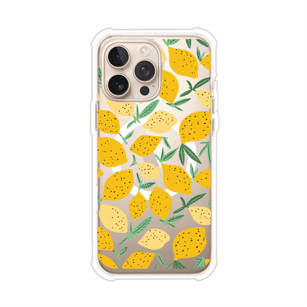 Funda personalizada para iPhone con diseño de limones amarillos estilo limoncello, inspirada en el verano mediterráneo. Producto de Remark MX