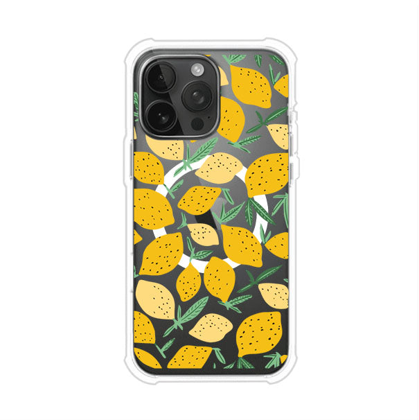 Funda personalizada para iPhone con diseño de limones amarillos estilo limoncello, inspirada en el verano mediterráneo. Producto de Remark MX