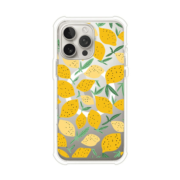 Funda personalizada para iPhone con diseño de limones amarillos estilo limoncello, inspirada en el verano mediterráneo. Producto de Remark MX