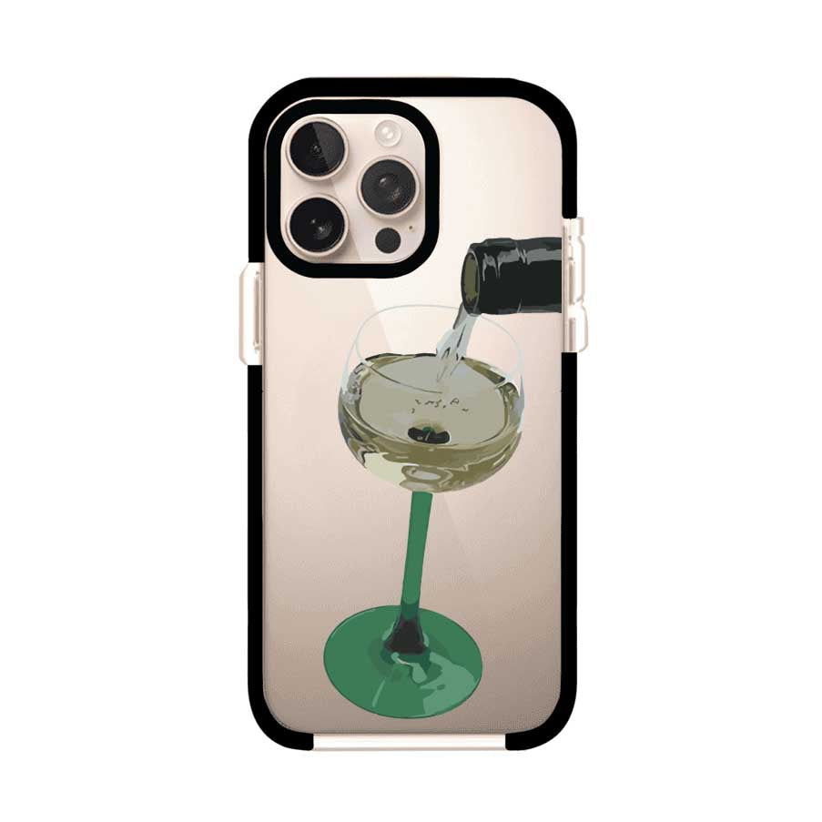 Funda personalizada para iPhone con ilustración de un dirty martini siendo servido en una copa. Diseño elegante y moderno para amantes de los cócteles. Producto de Remark MX