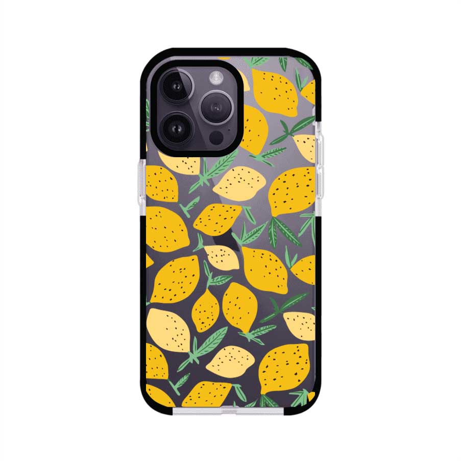 Funda personalizada para iPhone con diseño de limones amarillos estilo limoncello, inspirada en el verano mediterráneo. Producto de Remark MX