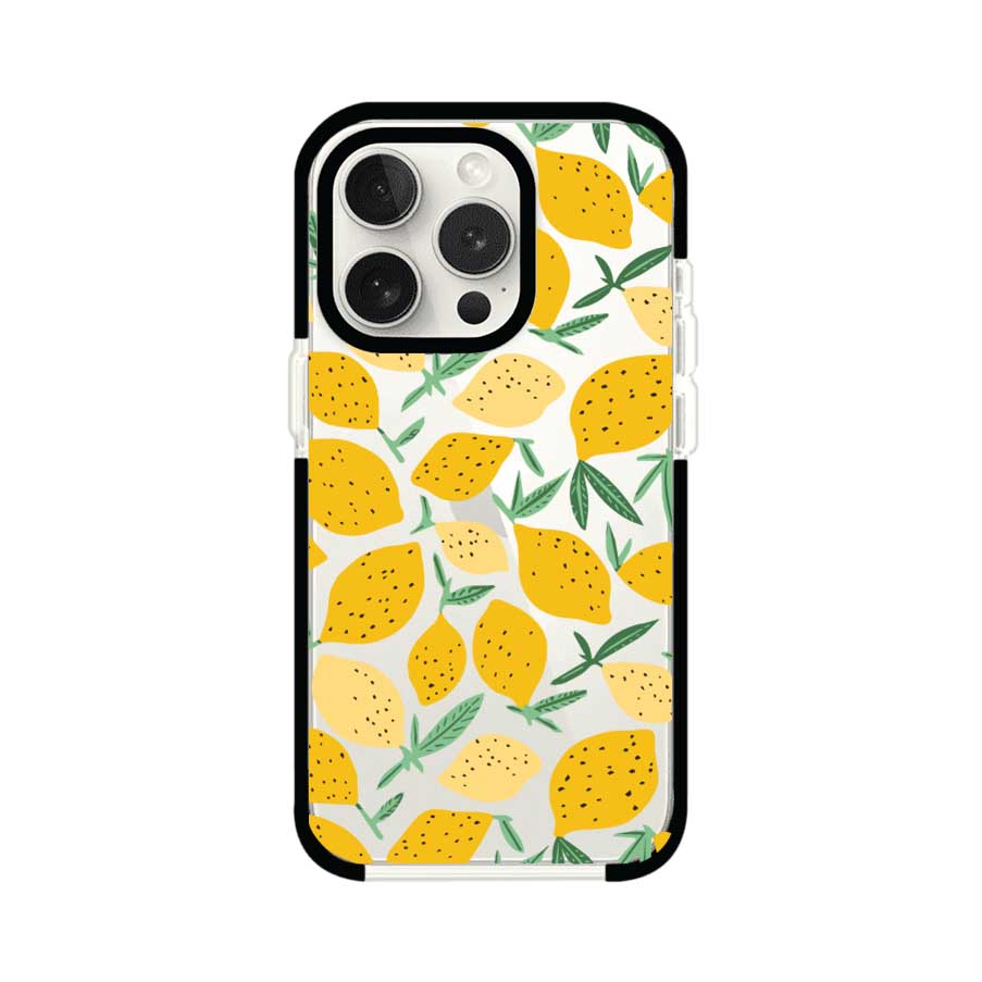 Funda personalizada para iPhone con diseño de limones amarillos estilo limoncello, inspirada en el verano mediterráneo. Producto de Remark MX