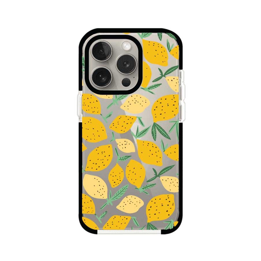 Funda personalizada para iPhone con diseño de limones amarillos estilo limoncello, inspirada en el verano mediterráneo. Producto de Remark MX