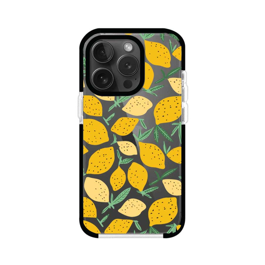 Funda personalizada para iPhone con diseño de limones amarillos estilo limoncello, inspirada en el verano mediterráneo. Producto de Remark MX