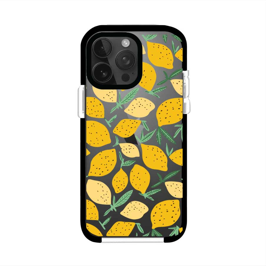 Funda personalizada para iPhone con diseño de limones amarillos estilo limoncello, inspirada en el verano mediterráneo. Producto de Remark MX