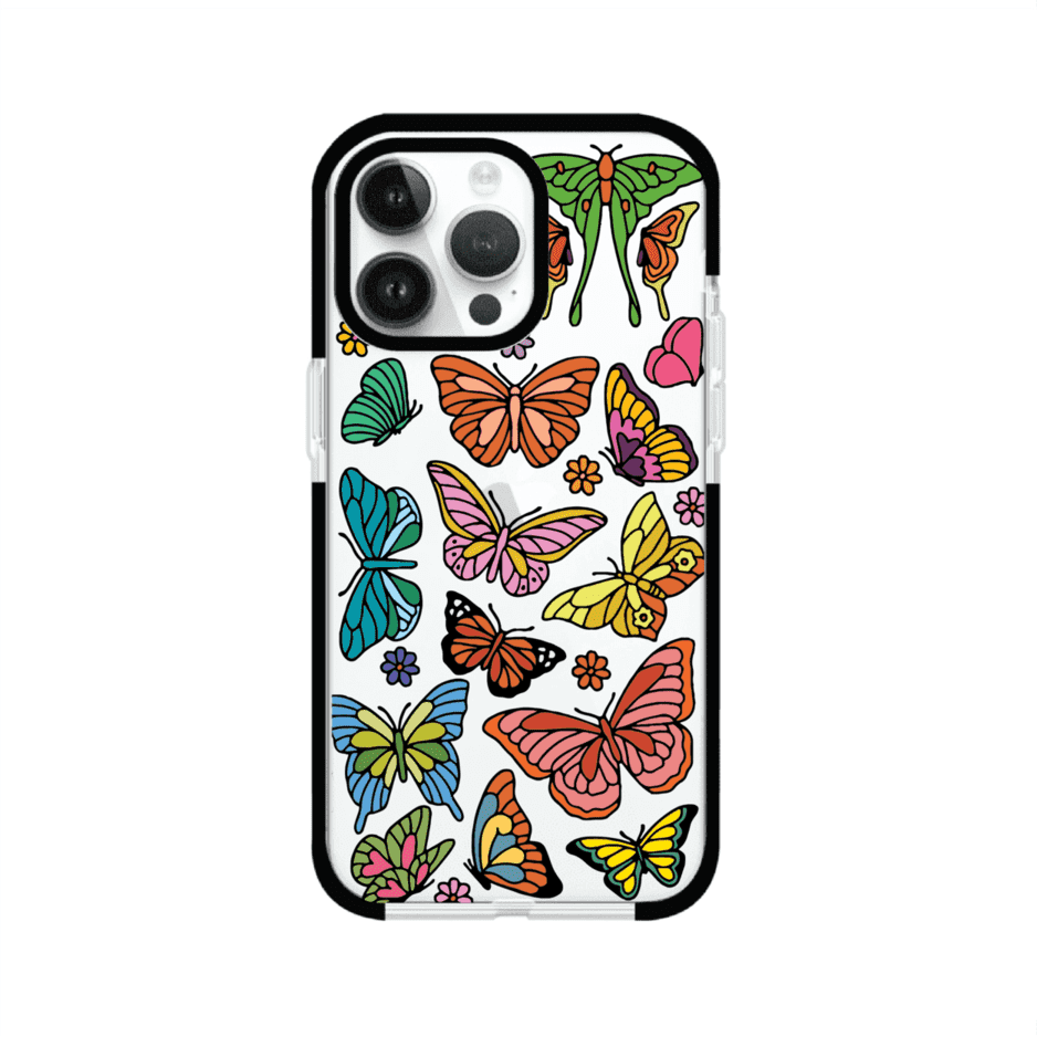 Funda transparente para iPhone con diseño aesthetic de mariposas de colores – Butterfly Haze de Remark Mx