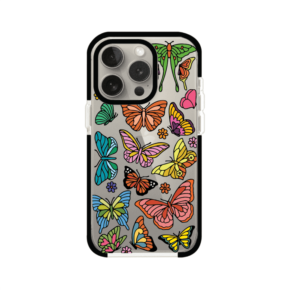 Funda transparente para iPhone con diseño aesthetic de mariposas de colores – Butterfly Haze de Remark Mx