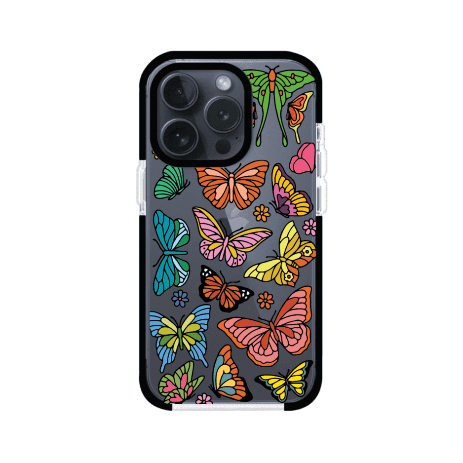 Funda transparente para iPhone con diseño aesthetic de mariposas de colores – Butterfly Haze de Remark Mx