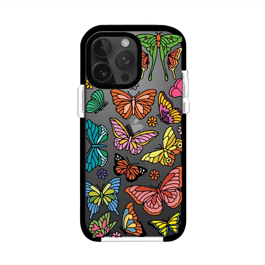 Funda transparente para iPhone con diseño aesthetic de mariposas de colores – Butterfly Haze de Remark Mx