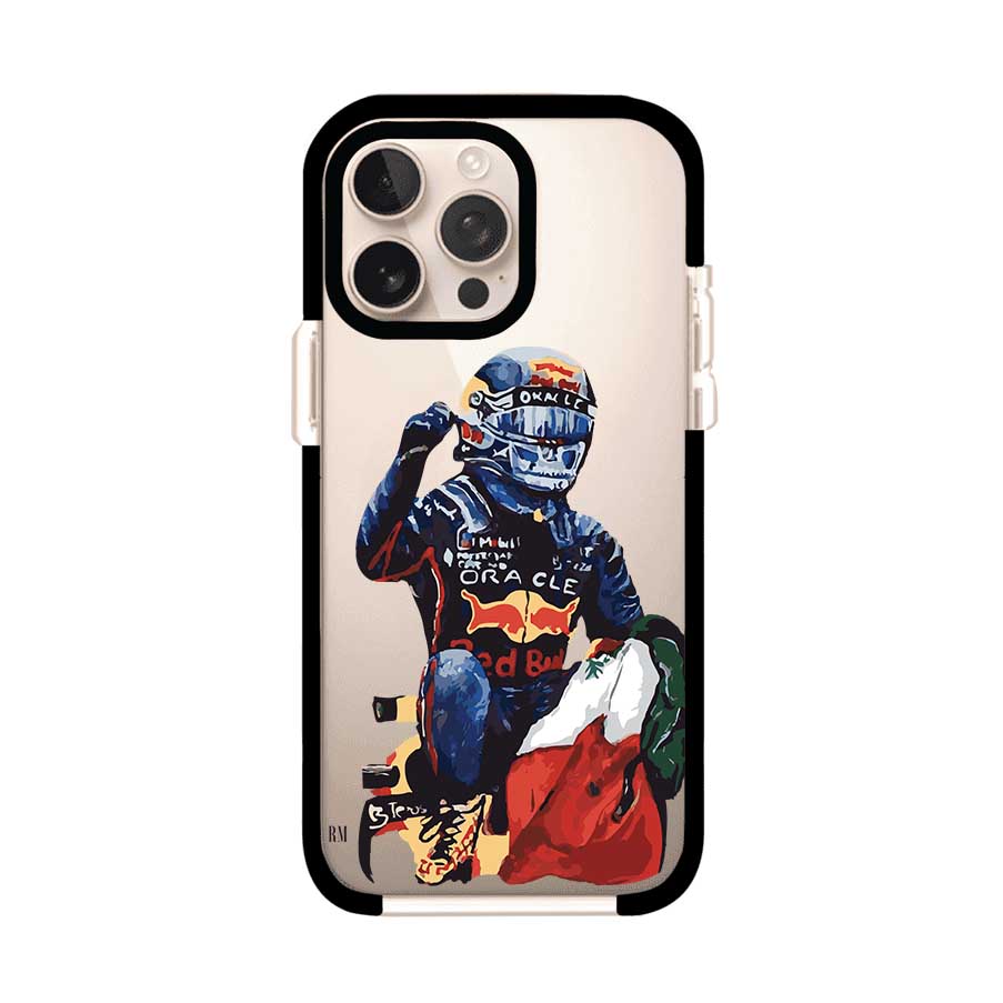 Funda para iPhone con ilustración de Checo Pérez, diseño Red Bull Racing, estilo artístico – Remark Mx
