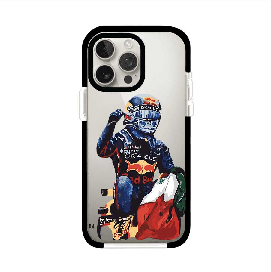 Funda para iPhone con ilustración de Checo Pérez, diseño Red Bull Racing, estilo artístico – Remark Mx