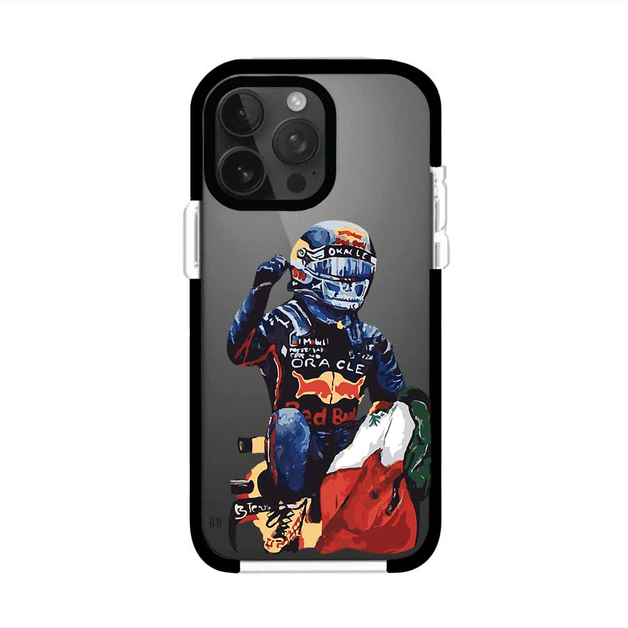 Funda para iPhone con ilustración de Checo Pérez, diseño Red Bull Racing, estilo artístico – Remark Mx