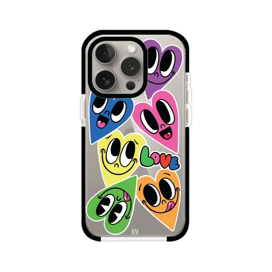 Funda para iPhone con diseño de corazones sonrientes en colores vibrantes – Remark Mx