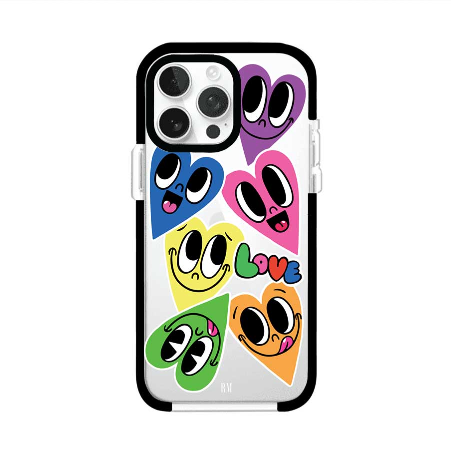 Funda para iPhone con diseño de corazones sonrientes en colores vibrantes – Remark Mx