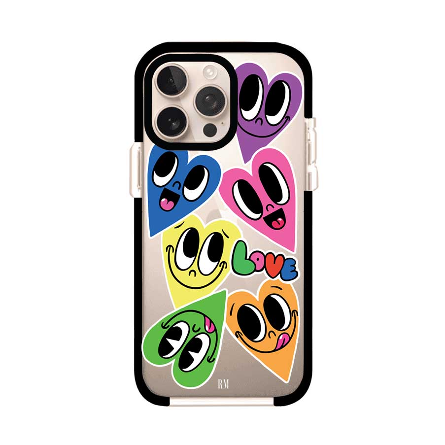 Funda para iPhone con diseño de corazones sonrientes en colores vibrantes – Remark Mx
