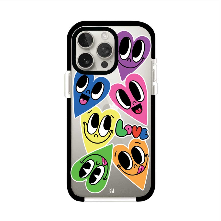 Funda para iPhone con diseño de corazones sonrientes en colores vibrantes – Remark Mx