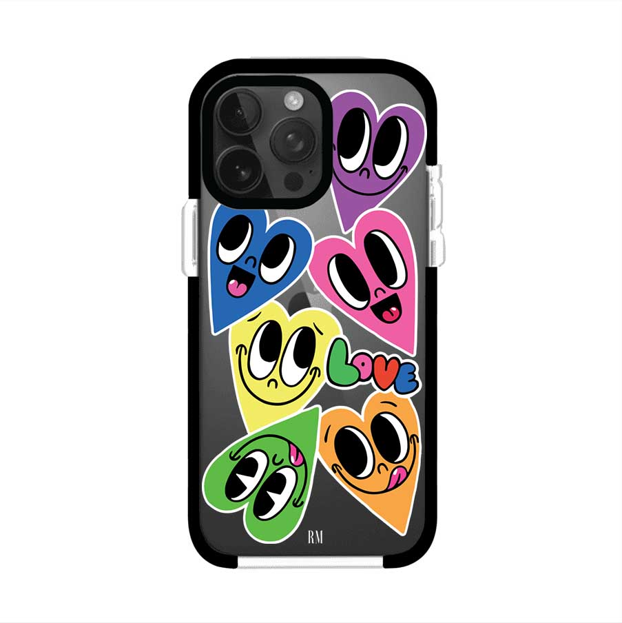 Funda para iPhone con diseño de corazones sonrientes en colores vibrantes – Remark Mx