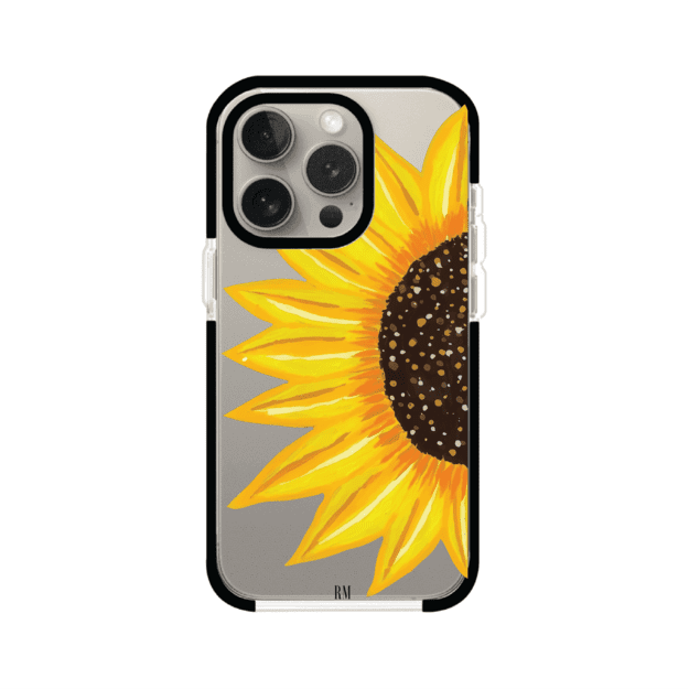 Funda transparente para iPhone con diseño pintado de girasol amarillo grande – Remark Mx
