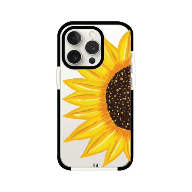 Funda transparente para iPhone con diseño pintado de girasol amarillo grande – Remark Mx