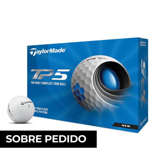 Pelotas de golf TaylorMade TP5 personalizadas, color blanco, con máxima distancia, velocidad y control total – Remark Mx