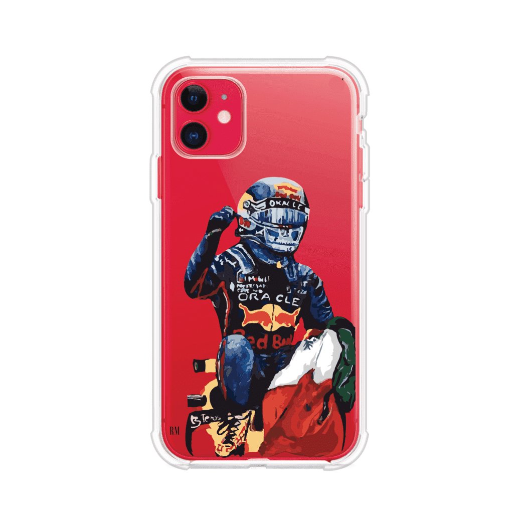 Funda para iPhone con ilustración de Checo Pérez, diseño Red Bull Racing, estilo artístico – Remark Mx