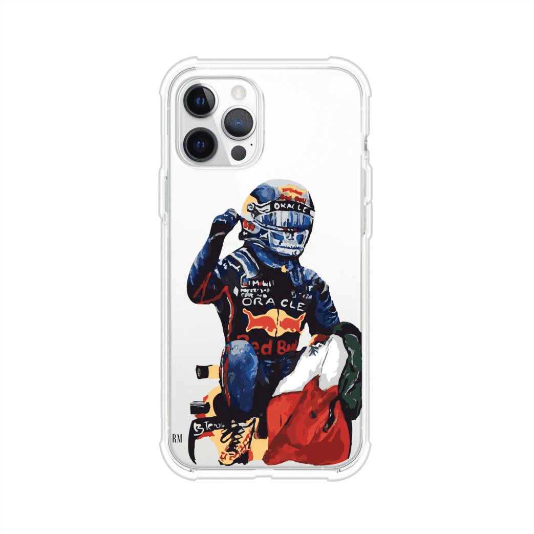 Funda para iPhone con ilustración de Checo Pérez, diseño Red Bull Racing, estilo artístico – Remark Mx