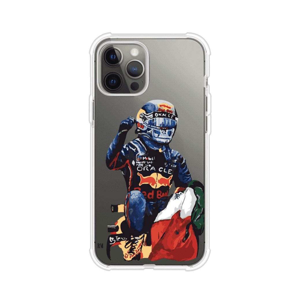 Funda para iPhone con ilustración de Checo Pérez, diseño Red Bull Racing, estilo artístico – Remark Mx