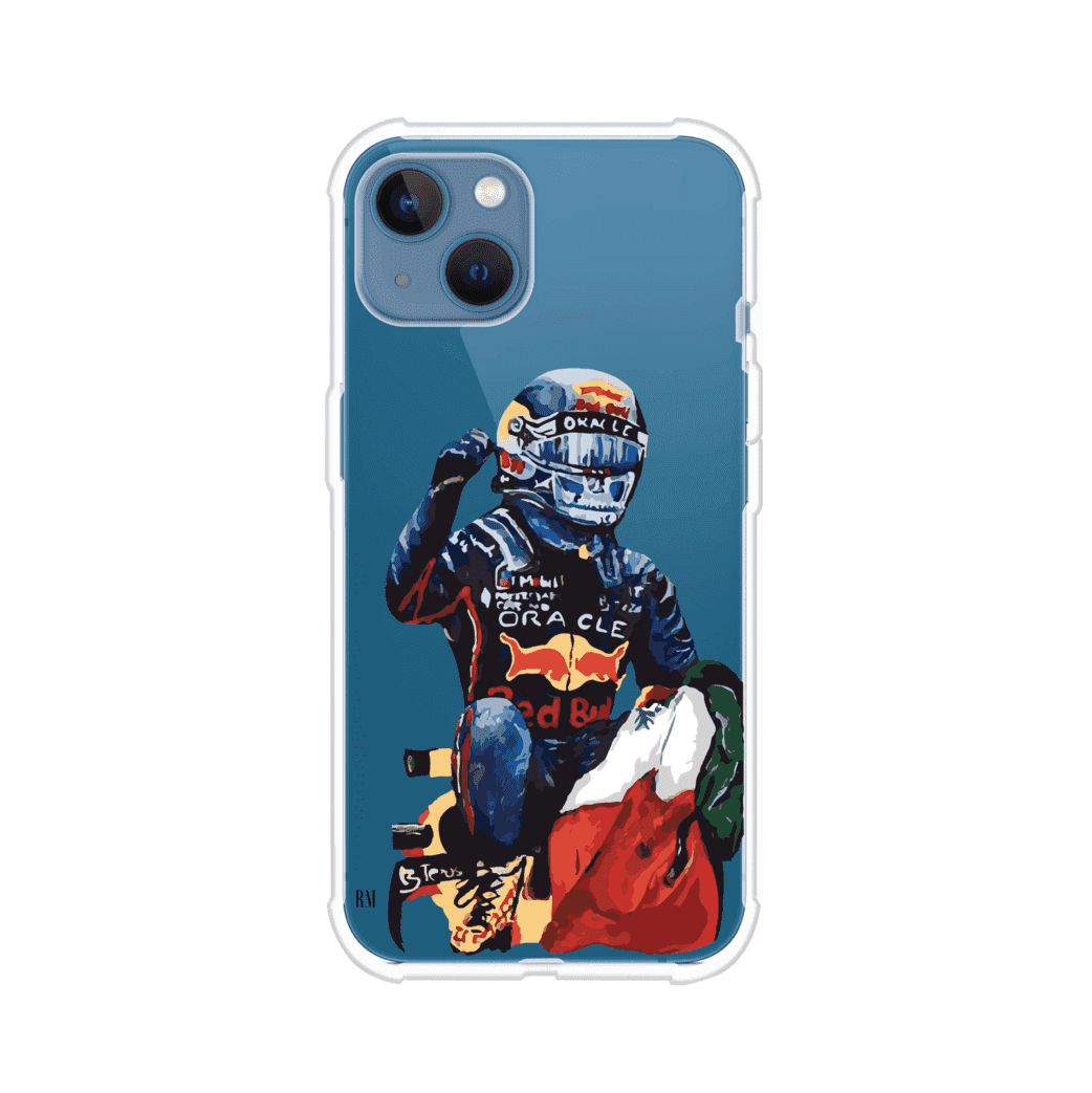 Funda para iPhone con ilustración de Checo Pérez, diseño Red Bull Racing, estilo artístico – Remark Mx