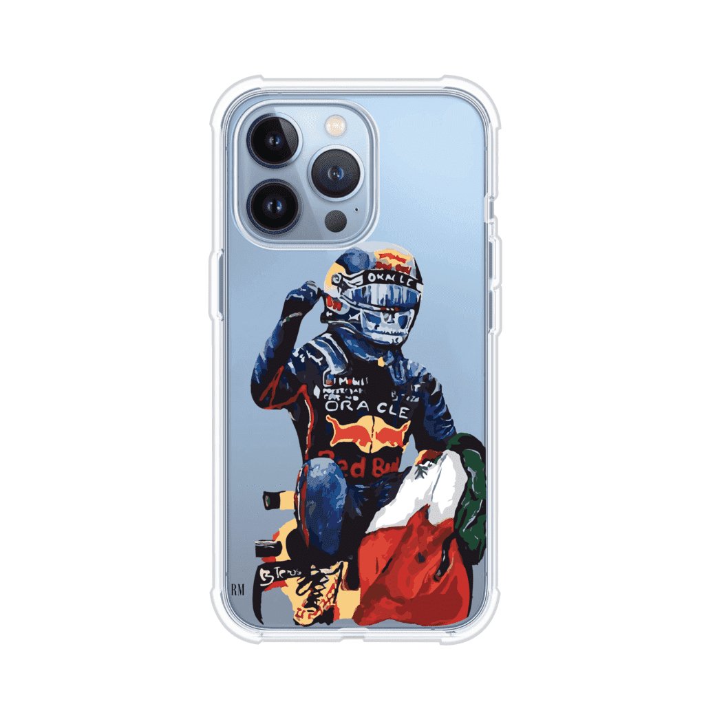 Funda para iPhone con ilustración de Checo Pérez, diseño Red Bull Racing, estilo artístico – Remark Mx