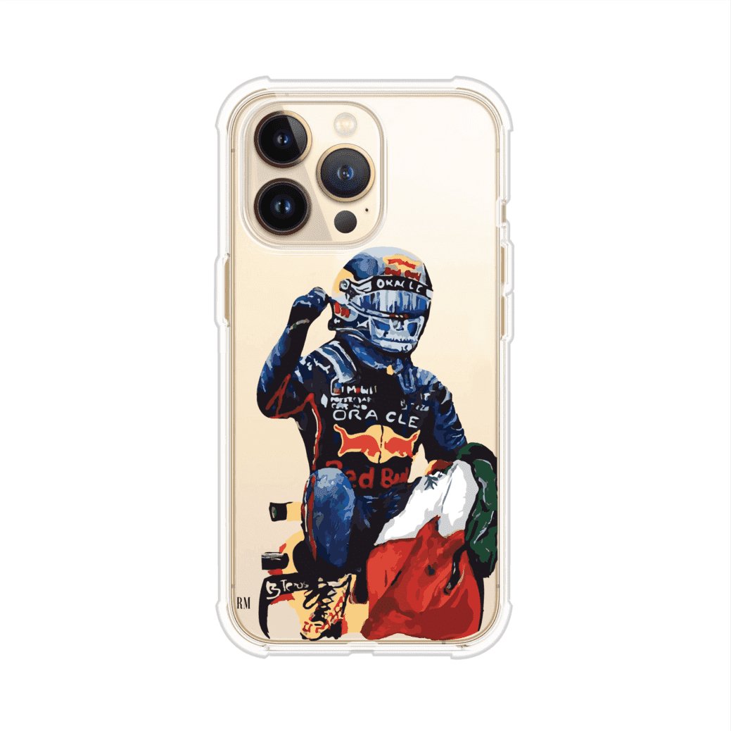 Funda para iPhone con ilustración de Checo Pérez, diseño Red Bull Racing, estilo artístico – Remark Mx