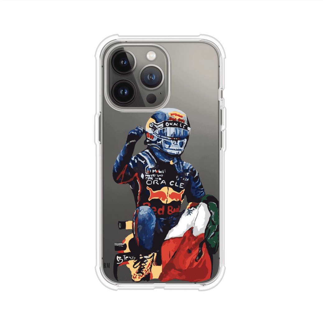 Funda para iPhone con ilustración de Checo Pérez, diseño Red Bull Racing, estilo artístico – Remark Mx
