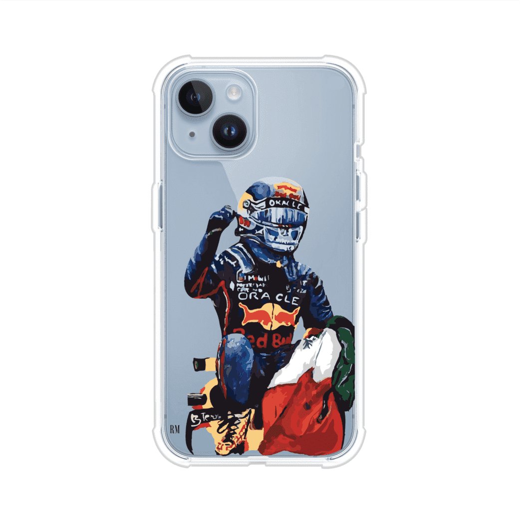 Funda para iPhone con ilustración de Checo Pérez, diseño Red Bull Racing, estilo artístico – Remark Mx