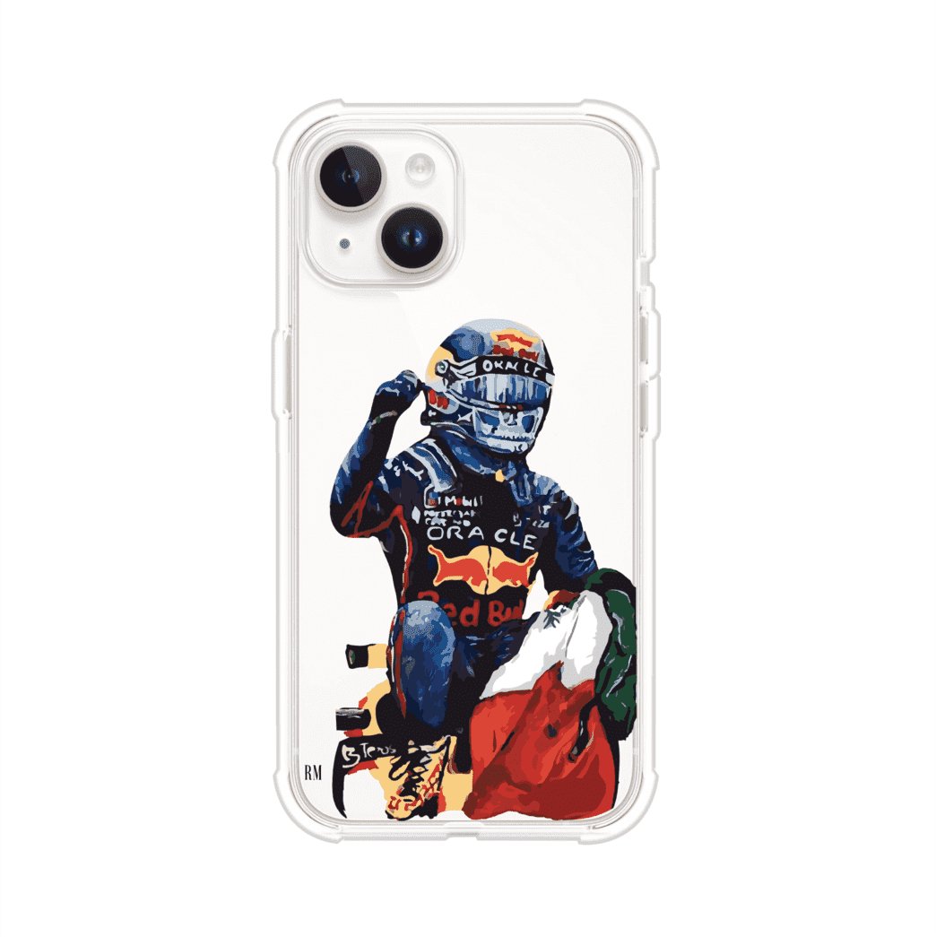 Funda para iPhone con ilustración de Checo Pérez, diseño Red Bull Racing, estilo artístico – Remark Mx