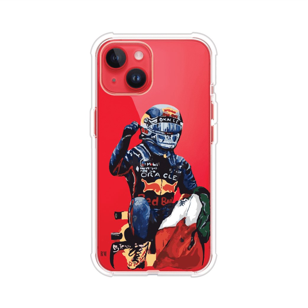 Funda para iPhone con ilustración de Checo Pérez, diseño Red Bull Racing, estilo artístico – Remark Mx
