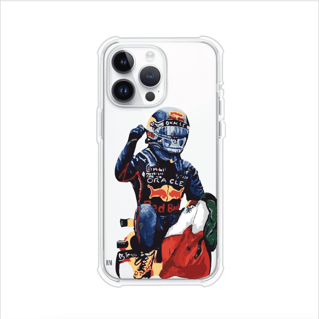 Funda para iPhone con ilustración de Checo Pérez, diseño Red Bull Racing, estilo artístico – Remark Mx